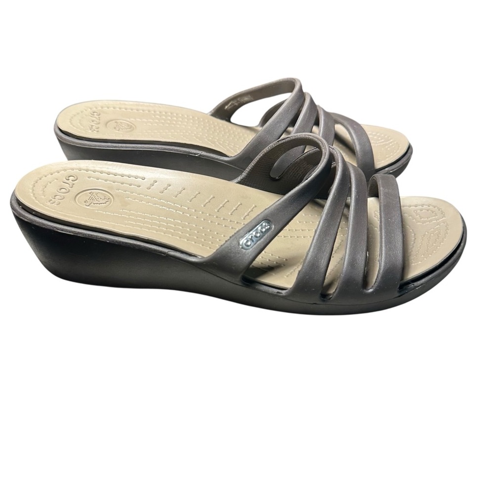 CROCS Rhonda Strappy Wedge Pump Sandals in brown